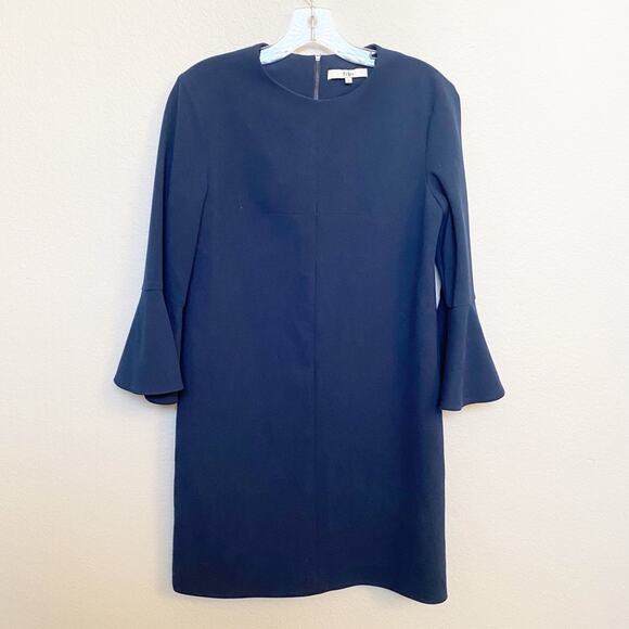 Tibi Bell Sleeve Dress in Midnight Navy 4 - Picture 3 of 11